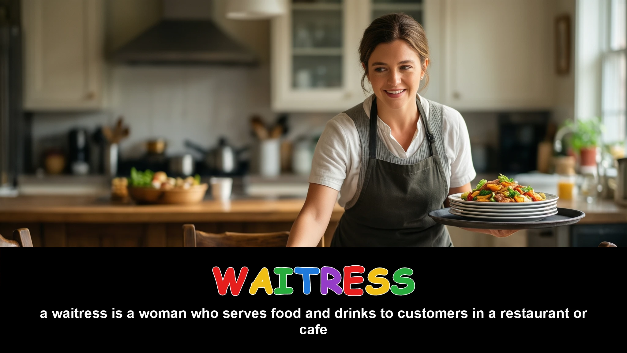 English Illustration for waitress